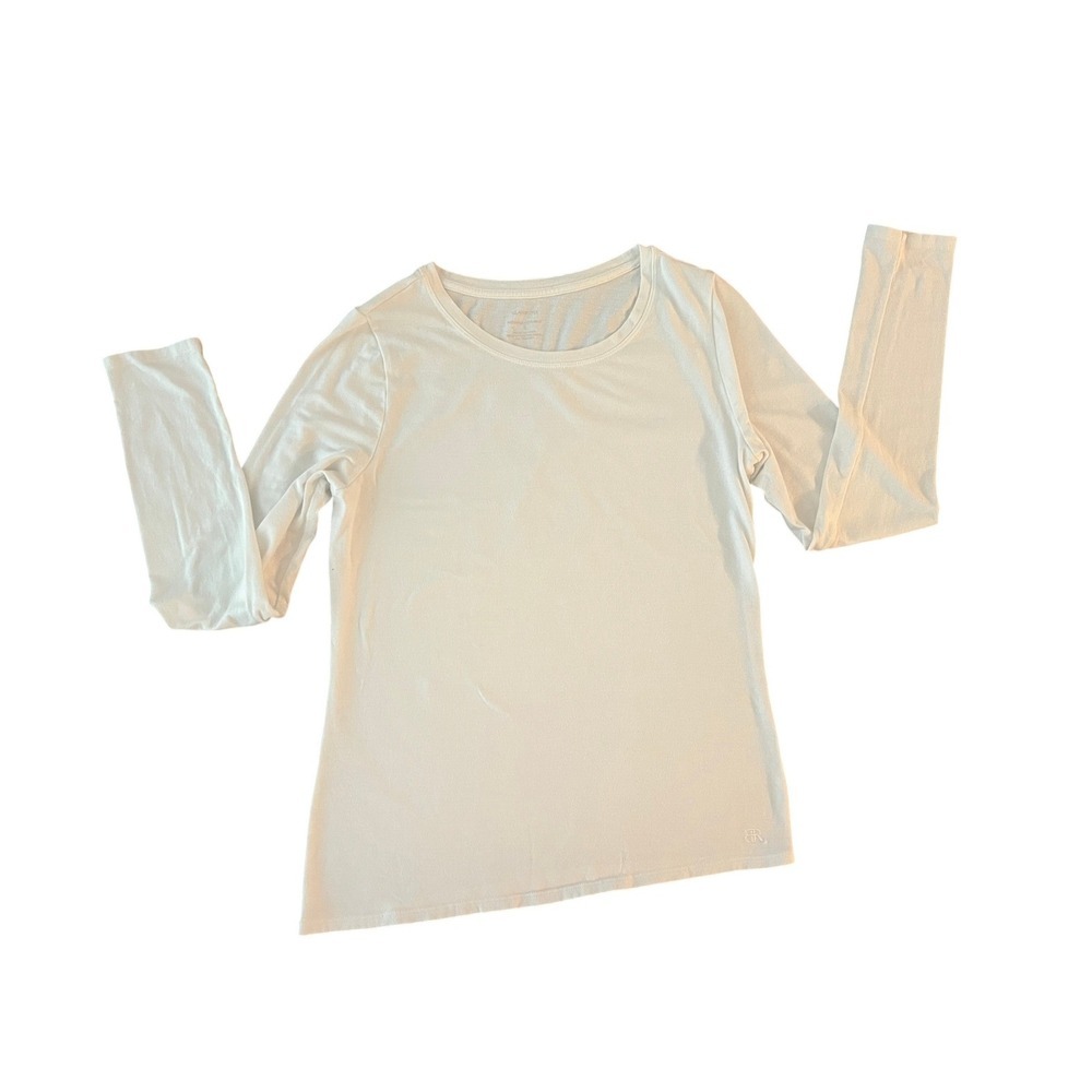 Banana Republic Classic Tee Womens Small White Long Sleeve Logo Top (0965)